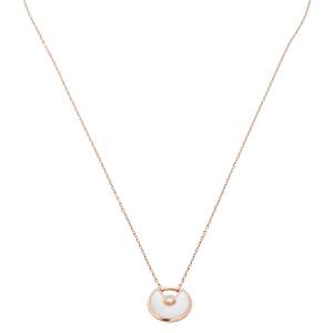 Pre Owned Cartier Amulette de Cartier Diamond Mother of Pearl 18K Yellow Gold Necklace XS