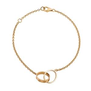 Pre Owned Cartier Love Interlocking 2 Hoops 18K Yellow Gold Bracelet