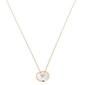 Pre Owned Cartier Amulette De Cartier 18K Yellow Gold Diamond & Mother of Pearl Necklace XS