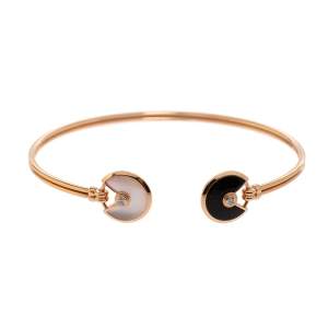 مملوكة مسبقًا Cartier Amulette de Cartier Diamond Mother of Pearl Onyx 18k Rose Gold Open Cuff Bracelet