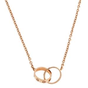 Pre Owned Cartier Love Interlocking Loop 18K Rose Gold Pendant Necklace