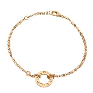 Cartier Love Diamond 18K Yellow Gold Double Chain Bracelet