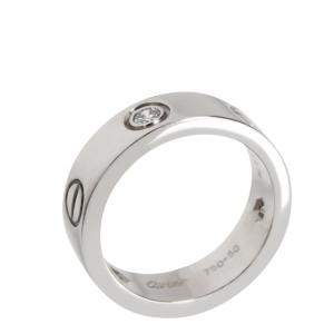 Cartier Love 18K White Gold Diamond Ring Size EU 50