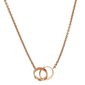 Pre Owned قلادة كارتييه لوف ذهب وردي 18 قيراط 2 أطواق متشابكة