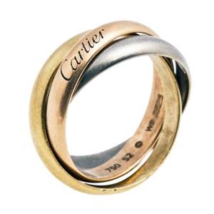 Pre Owned Cartier Trinity Classic 18K Three Tone Gold Rolling Ring 52