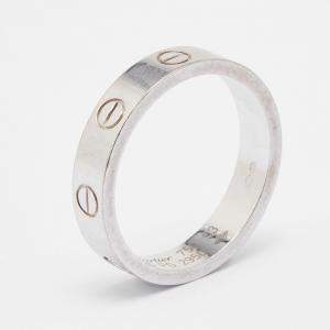 Pre Owned Cartier Love 1 Diamond 18K White Gold Narrow Wedding Band Ring Size 53