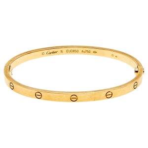 Pre Owned سوار كارتييه "لوف" رفيع ذهب أصفر عيار 18 قيراط مقاس صغير (سمول) متوسط (ميديوم) 16