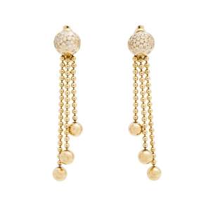 Cartier Draperie Diamond 18k Yellow Gold Tassel Long Earrings