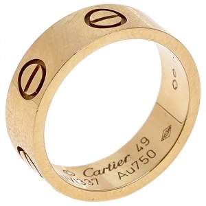 Cartier Love 18K Yellow Gold Band Ring Size 49