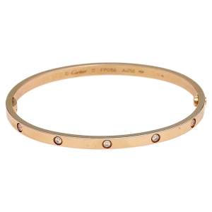 Cartier Love 10 Diamond 18K Rose Gold Narrow SM Bracelet 17