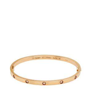 Pre Owned Cartier Love 10 Diamond 18K Rose Gold Narrow SM Bracelet 17