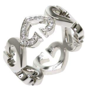 Cartier C Heart 18K White Gold Diamond Ring EU 49