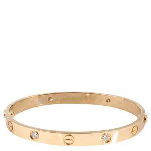 Cartier Love 18K Yellow Gold Diamond Bracelet 17