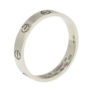 Pre Owned Cartier Love 18K White Gold Narrow Wedding Band Ring Size 59