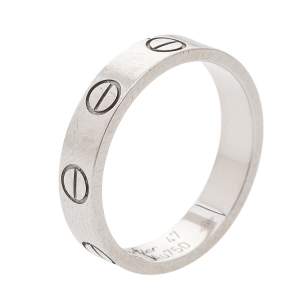Pre Owned Cartier Love 18K White Gold Narrow Wedding Band Ring Size 47