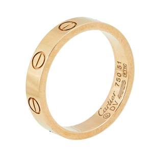 Pre Owned دبلة زواج كارتييه لوف ذهب وردي عيار 18 رفيع مقاس 51