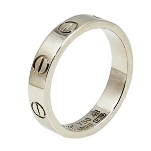 Pre Owned Cartier Love 18k White Gold Narrow Wedding Band Ring Size 48