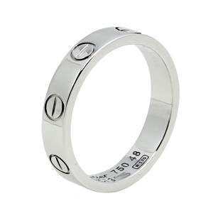 Pre Owned Cartier Love 18k White Gold Narrow Wedding Band Ring Size 48