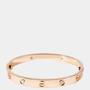 Pre Owned Cartier Love 18K Rose Gold Diamond Bracelet 16