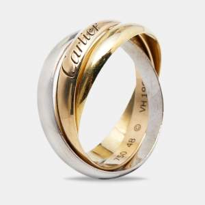 Pre Owned Cartier Trinity 18k Three Tone Gold Small Model Rolling Ring Size 48