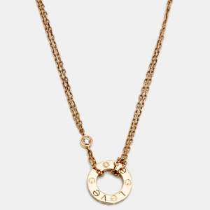 Pre Owned Cartier Love Diamonds 18k Rose Gold Necklace