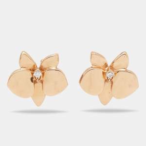 Pre Owned Cartier Caresse d’Orchidées Par Cartier Diamonds 18k Rose Gold Stud Earrings