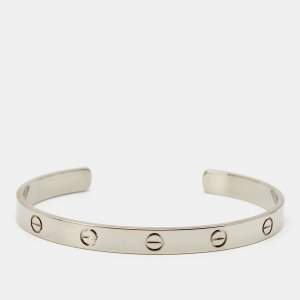 Pre Owned Cartier Love 18k White Gold Open Cuff Bracelet 19