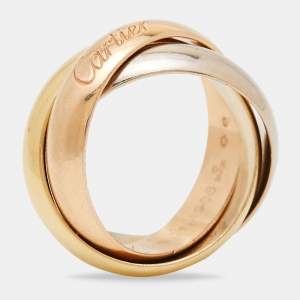Pre Owned Cartier Trinity 18k Three Tone Gold Large Model Rolling Ring Size 53