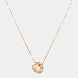 Pre Owned Cartier Love Paved Diamond 18k Rose Gold Chain Necklace