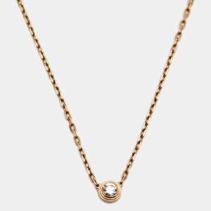 Pre Owned Cartier D'Amour Diamond 18k Rose Gold Small Model Chain Necklace