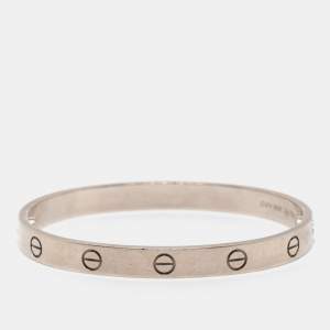 Pre Owned Cartier Love 18k White Gold Bangle Bracelet 17