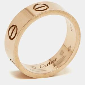 Pre Owned Cartier Love 18k Rose Gold Band Ring Size 52