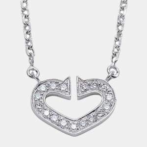 Pre Owned Cartier Heart C 18K White Gold Diamond Necklace