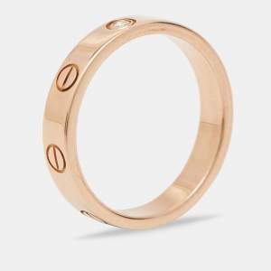 Pre Owned Cartier Love  1 Diamond 18k Rose Gold Wedding Band Ring Size 54