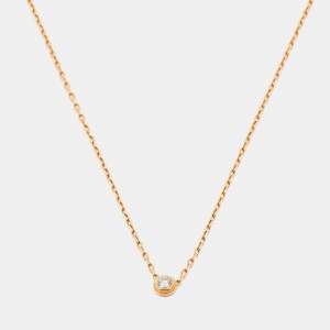 Pre Owned Cartier D'Amour Diamond 18k Rose Gold Small Model Chain Necklace