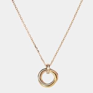 Pre Owned Cartier Trinity Diamond 18k Three Tone Gold Pendant Necklace
