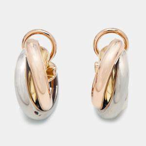 Pre Owned أقراط كارتييه ترينيتي ذهب ثلاثي اللون عيار 18