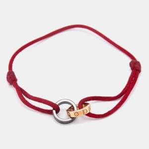 Pre Owned Cartier Love Diamond Ceramic 18k Rose Gold Adjustable Cord  Bracelet