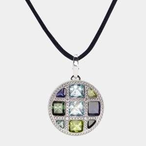 Pre Owned Cartier Pasha de Cartier Multi Gemstone 18k White Gold Pendant Necklace