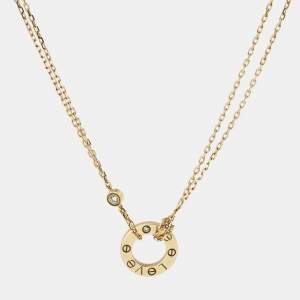 Pre Owned Cartier Love Diamond 18k Yellow Gold Necklace