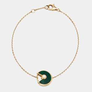 Cartier Amulette De Cartier Malachite Diamond 18k Rose Gold XS Model Bracelet