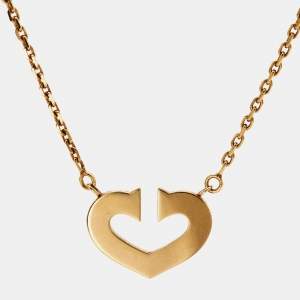 Pre Owned Cartier C de Cartier Heart 18k Yellow Gold Necklace