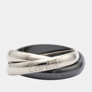 Pre Owned Cartier Trinity 18K White Gold Ceramic Ring EU 51