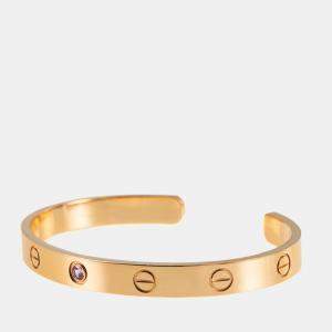 Pre Owned Cartier Rose Gold Love Bangle with Sapphire Size 17