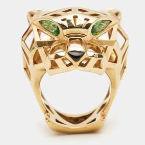 Pre Owned Cartier Panthre de Cartier Garnet Onyx 18k Yellow Gold Ring Size 54