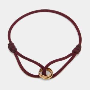 Pre Owned Cartier Trinity 18k Three Tone Gold Adjustable Cord Bracelet
