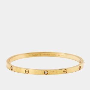 Pre Owned Cartier Love 6 Diamonds 18k Yellow Gold Small Model Bracelet