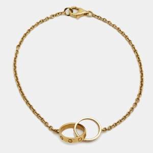 Pre Owned Cartier Love Interlocking 2 Hoops 18K Yellow Gold Bracelet