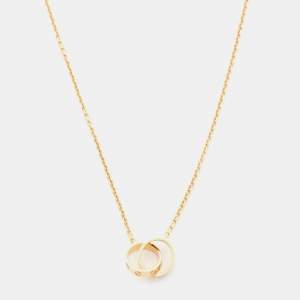 Pre Owned Cartier Love Interlocking 2 Hoops 18K Yellow Gold Necklace