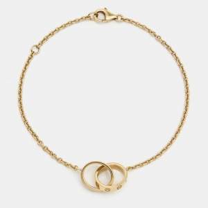 Pre Owned Cartier Love Interlocking 2 Hoops 18K Yellow Gold Bracelet
